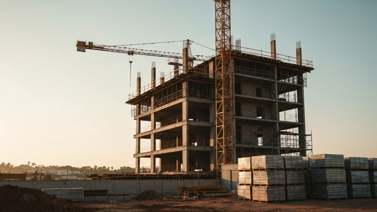 Documentos e gráficos de análise financeira de empreendimento imobiliário sobre mesa de trabalho
