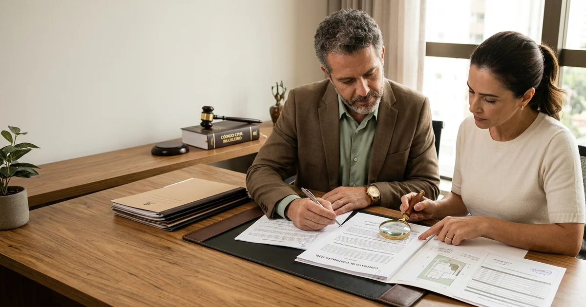 Incorporador analisando contrato com escritório de advocacia parceiro